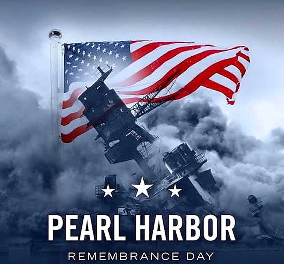 Pearl Harbor Remembrance Day — the American flag flying over the harbor
